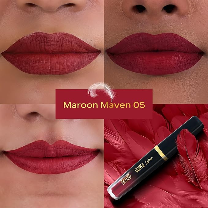 FACES CANADA Comfy Matte Wow Liquid Lipstick 3.8ml (05 Maroon Maven)