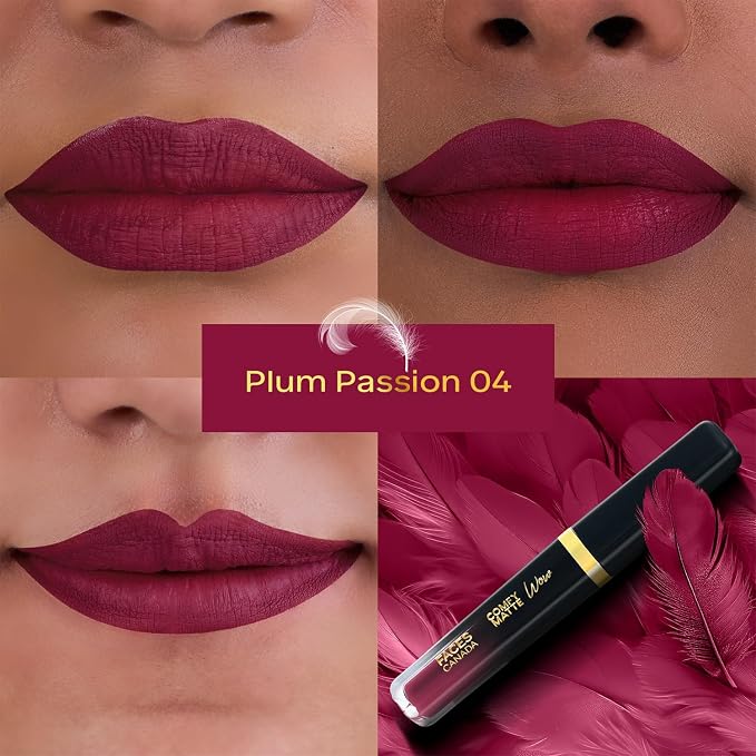 FACES CANADA Comfy Matte Wow Liquid Lipstick 3.8ml (04 Plum Passion)
