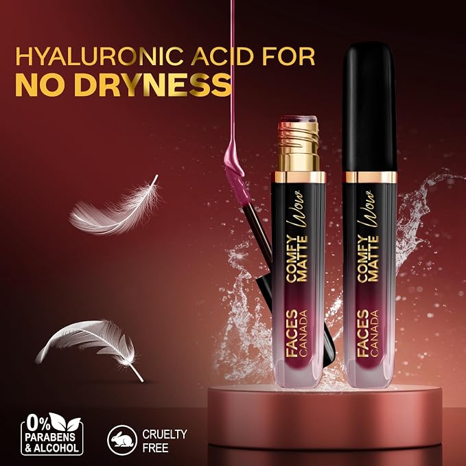 FACES CANADA Comfy Matte Wow Liquid Lipstick 3.8ml (04 Plum Passion)