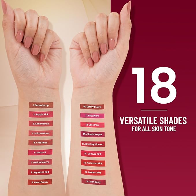 Swiss Beauty Stay All Day Liquid Lipstick 24 Hour Stay Transfer-Proof - 18 Rich Berry