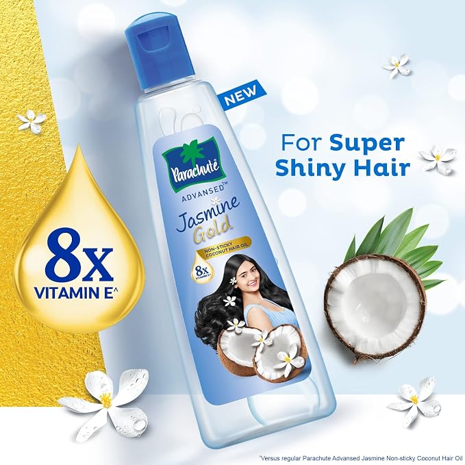Parachute Advansed Jasmine Gold Coconut Hair Oil With Vitamin-E For Super Shiny Hair