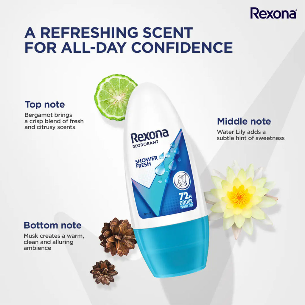 Rexona-Rollon Underarm Roll-On Deodorant For Women - Shower Fresh ( 50 ml )