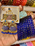 Blue Peacock Jhumka & Bangles Combo
