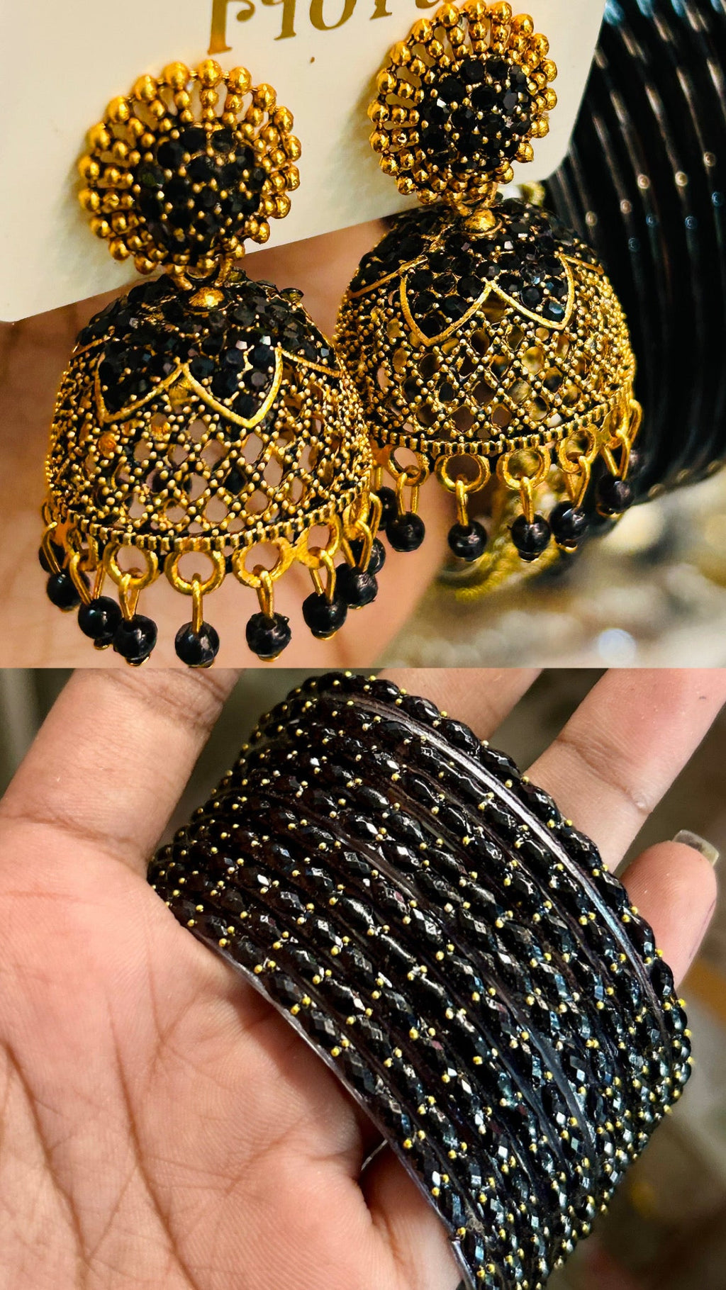 Black Jhumka Bangle Combo
