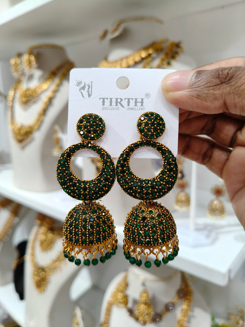 Emerald Jhumki Bangle Set