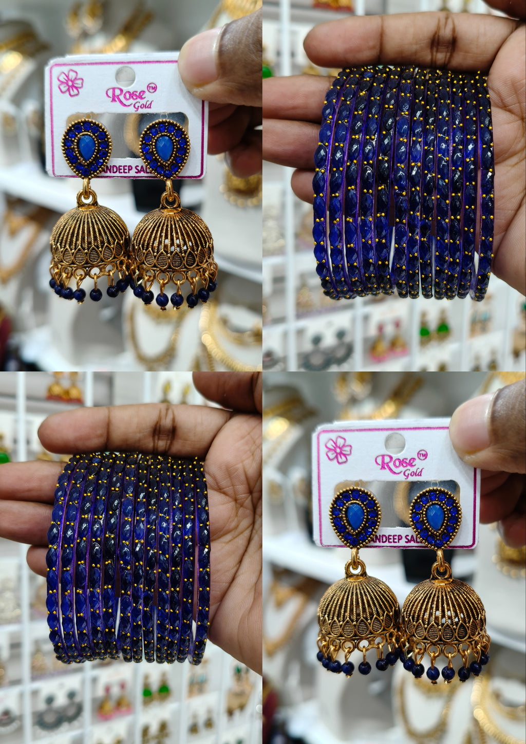 Blue Royale Jhumka Combo