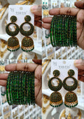 Emerald Jhumki Bangle Set