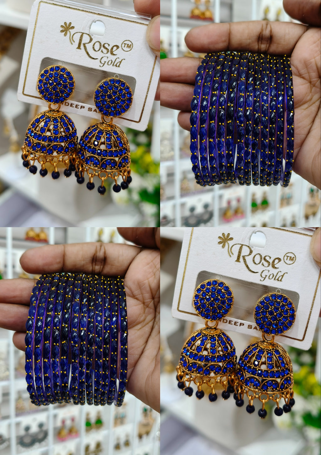 Royal Blue Jhumka Bangle Combo