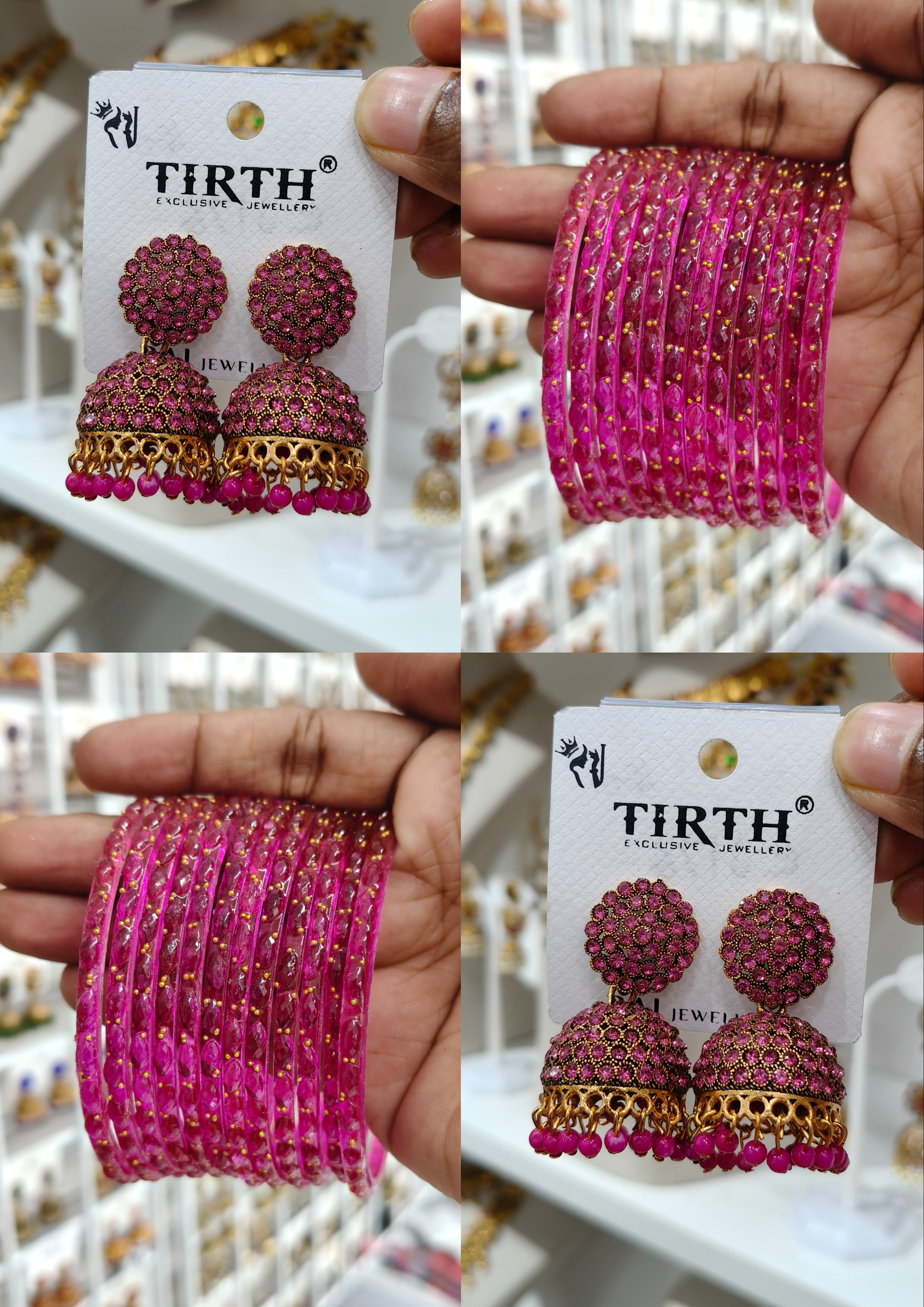 Rani Pink Jhumka Bangle Combo