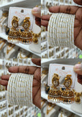 White Pearl Peacock Jhumka Bangle Combo