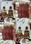Maroon Peacock Jhumka Bangle Combo