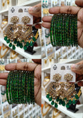Emerald Drop Chandbali Bangle Combo