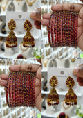 Maroon Peacock Jhumka Bangle Combo