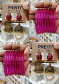 Rani Pink Jhumka Bangle Combo