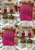 Rani Pink Jhumka Bangle Combo