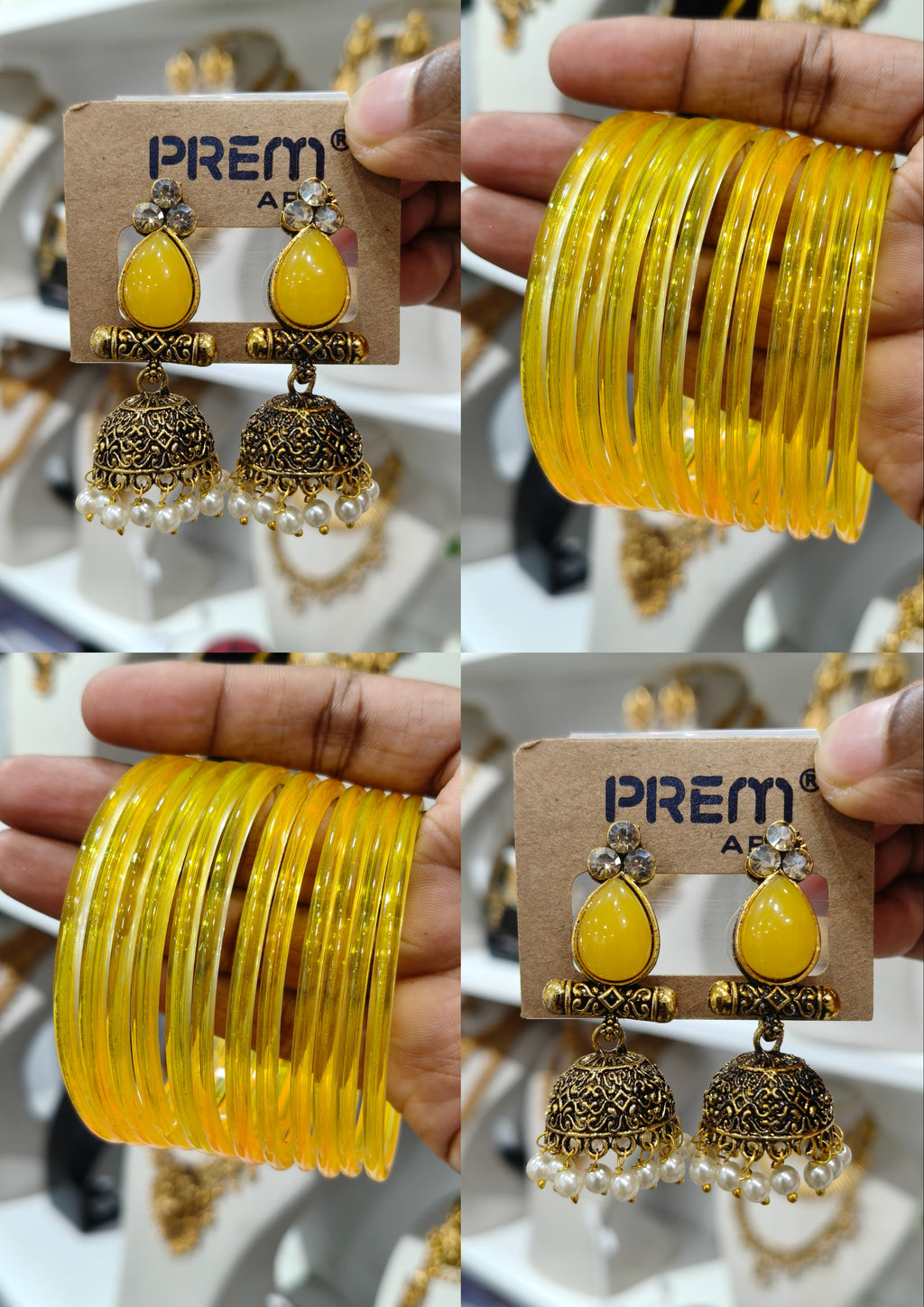 Yellow Jhumka Bangle Combo