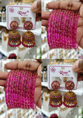 Royal Pink Jhumka & Bangle Combo