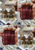 Ruby Maroon Jhumka & Bangle Combo