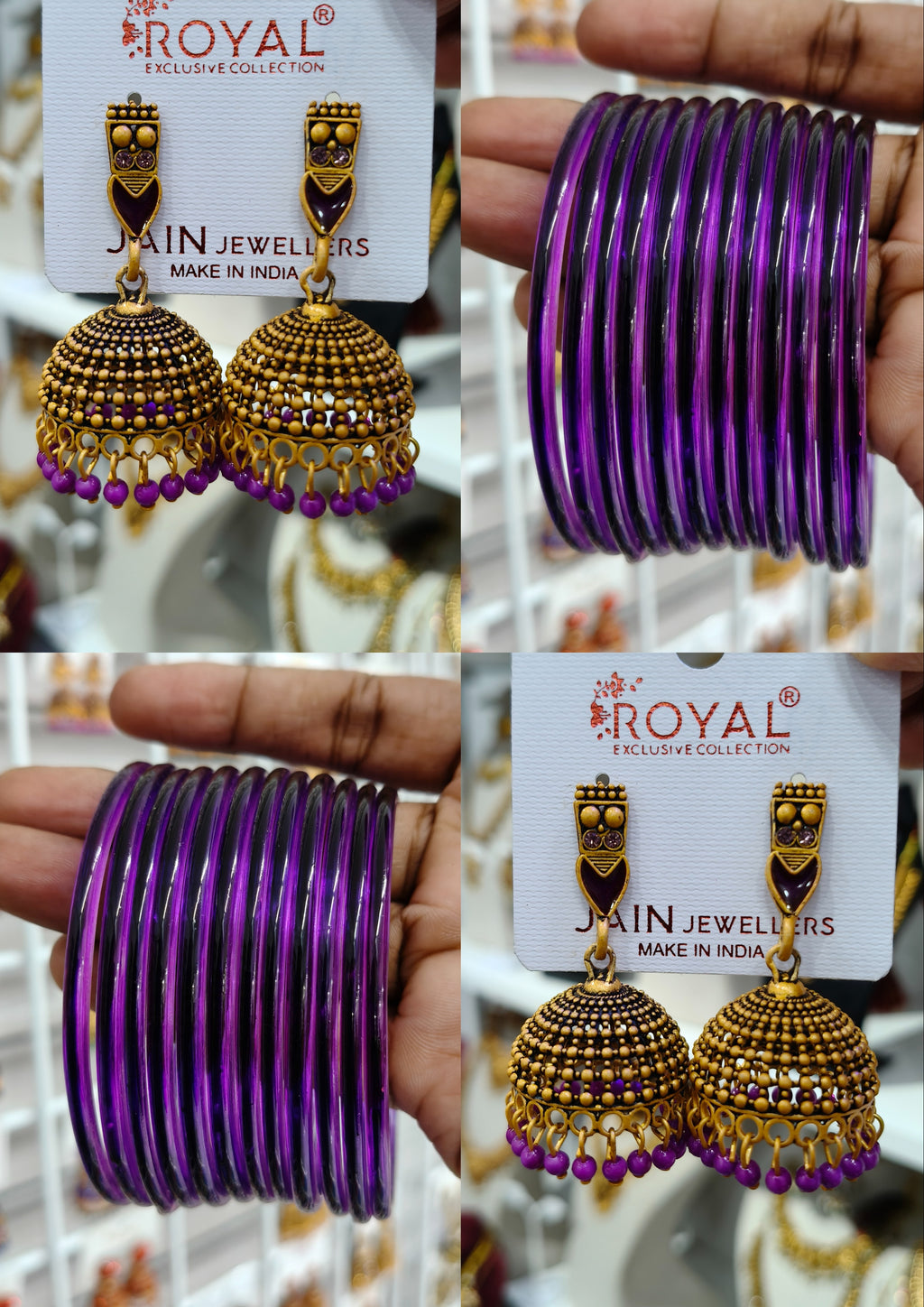 Purple Jhumka Bangle Combo