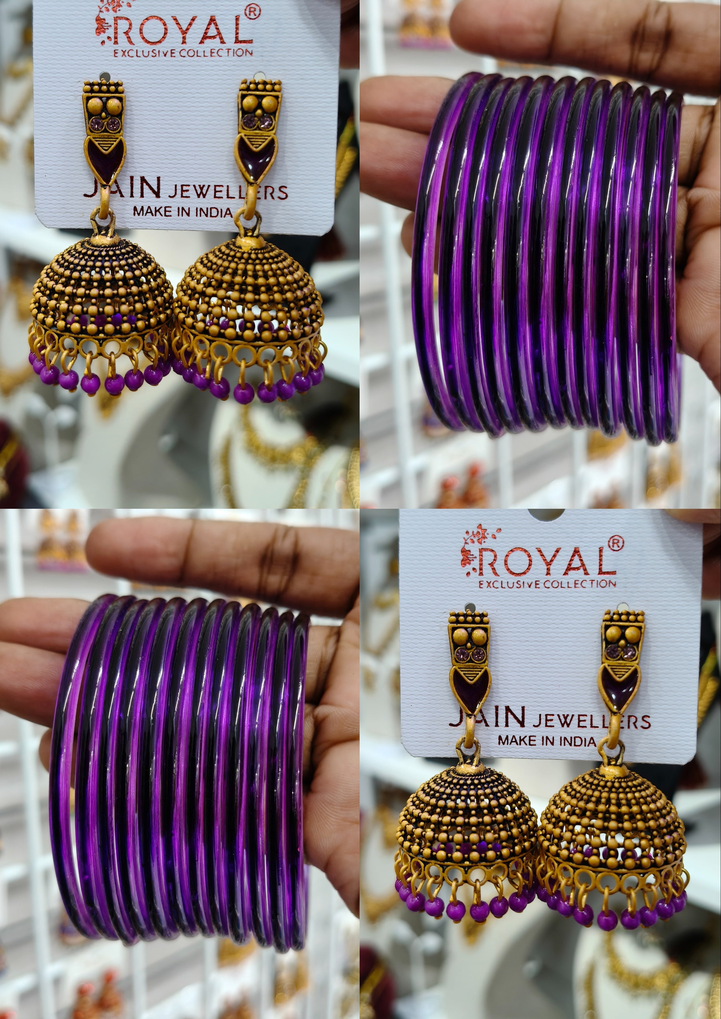 Purple Jhumka Bangle Combo