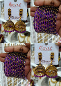 Purple Stone Jhumka Bangle Combo