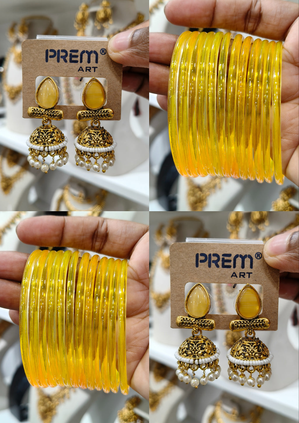 Yellow Jhumka Bangle Combo
