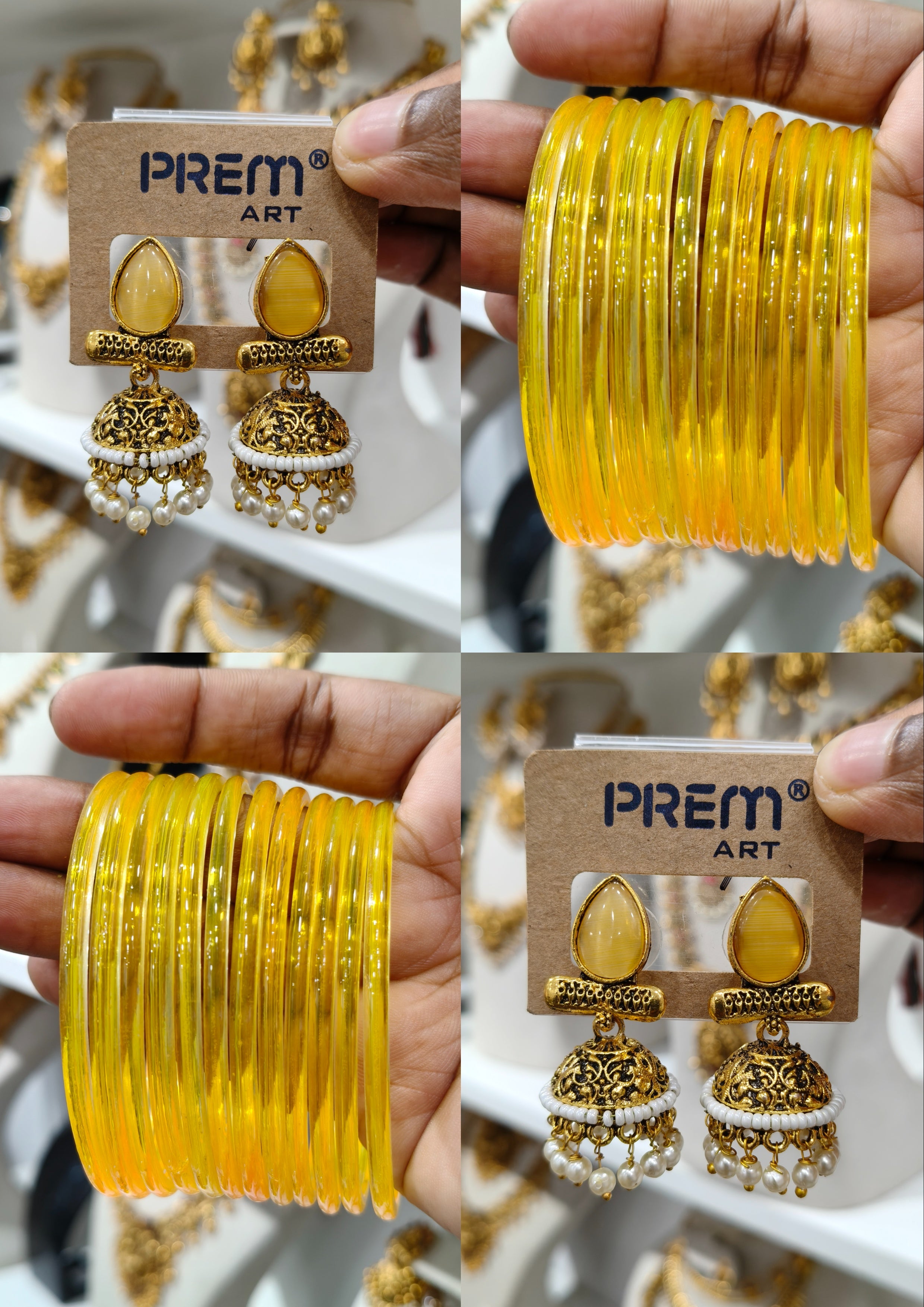 Yellow Jhumka Bangle Combo