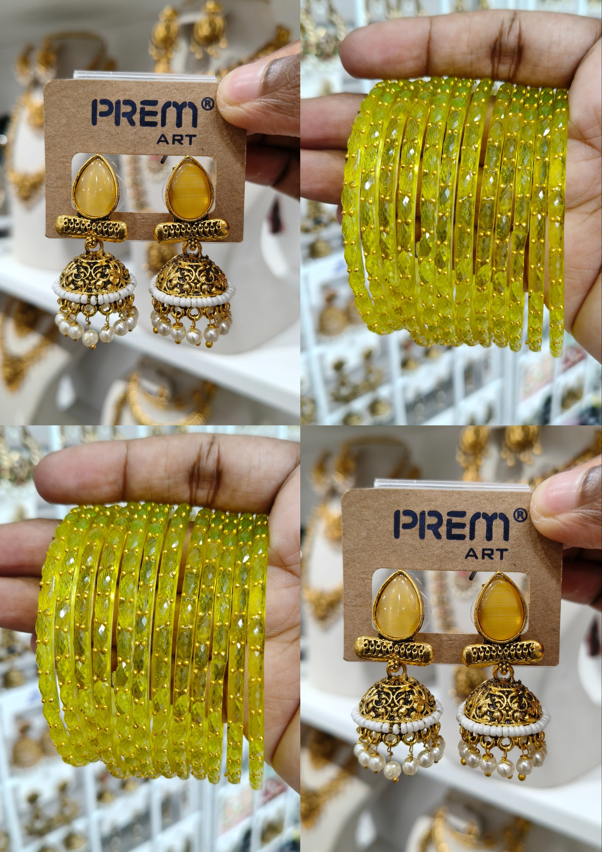 Yellow Jhumka Bangle Combo