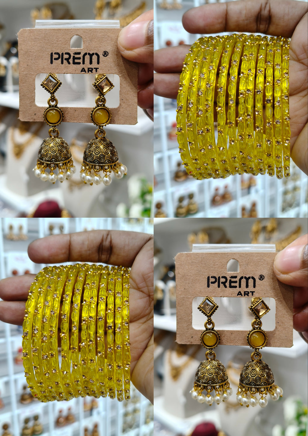 Golden Yellow Jhumka Bangle Set