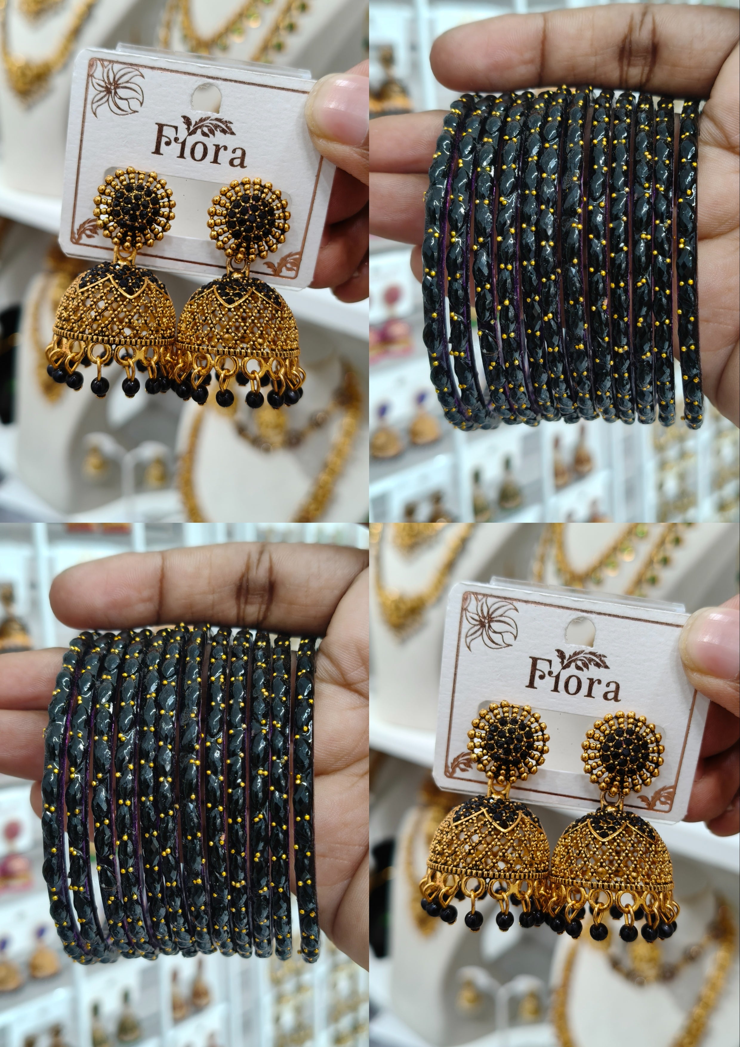 Black Jhumka Bangle Combo