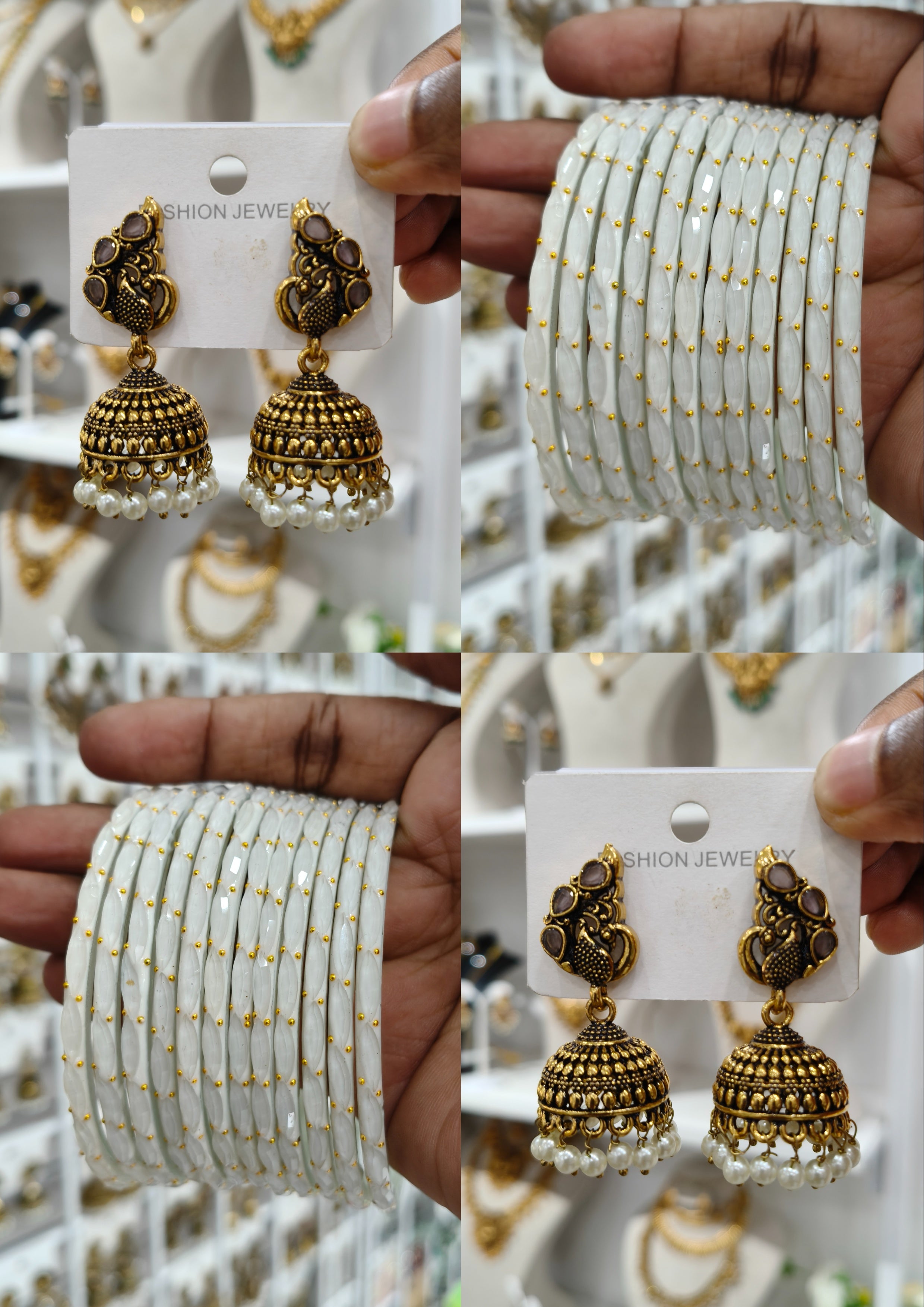 White Royale Jhumka Combo