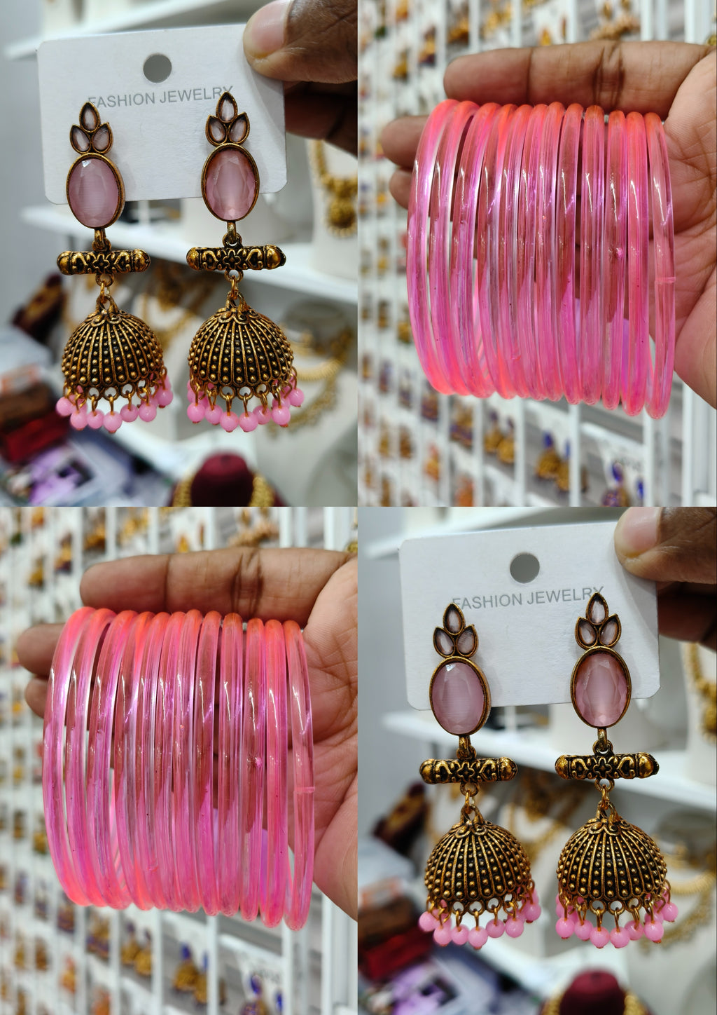 Blush Pink Jhumka Combo
