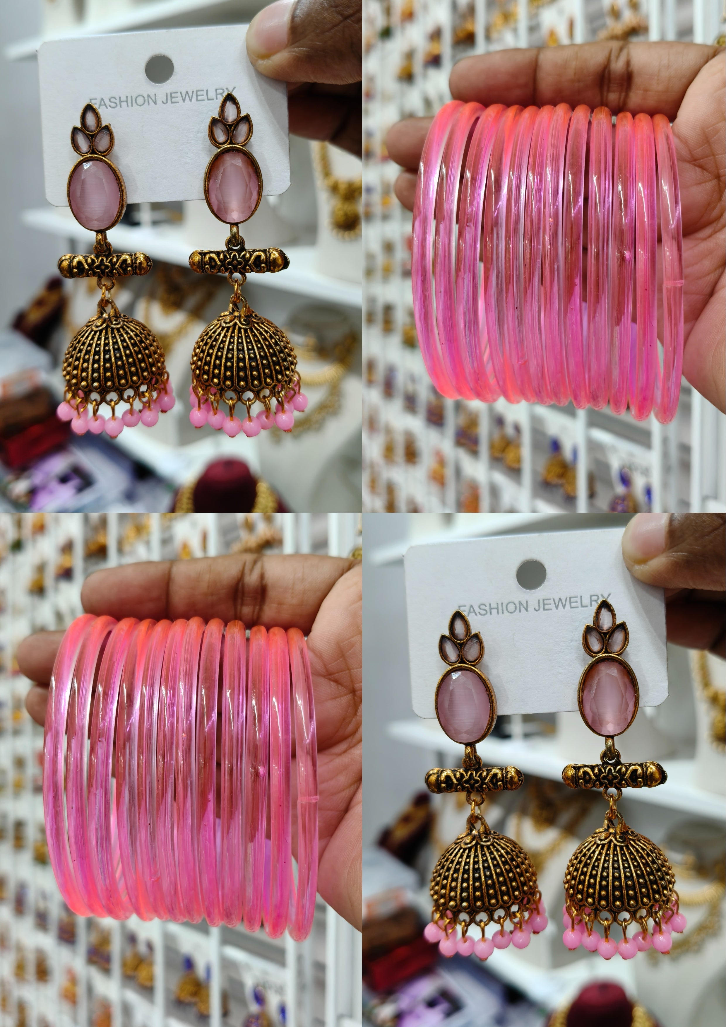 Blush Pink Jhumka Combo